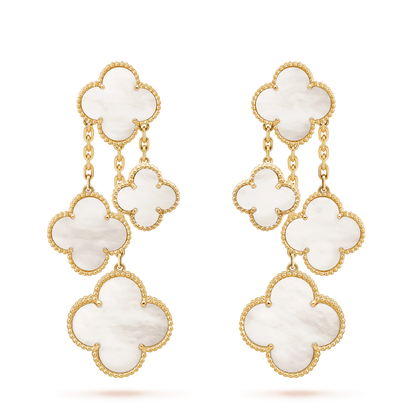 [Rosla]CLOVER EARRINGS WHITE MOP 4 MOTIFS GOLD