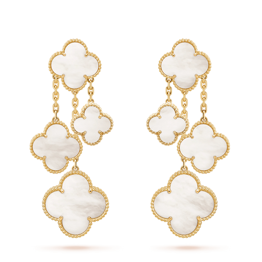 [Rosla]CLOVER EARRINGS WHITE MOP 4 MOTIFS GOLD
