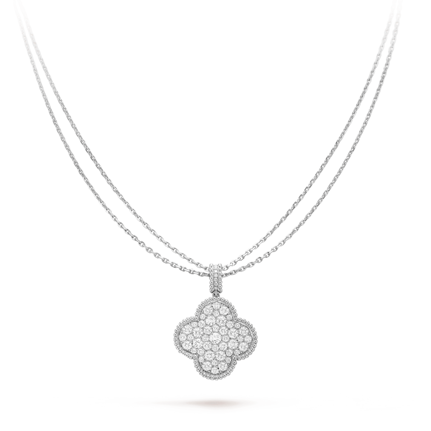 [Rosla]CLOVER 25MM SILVER FULL DIAMOND BIG CLOVER NECKLACE