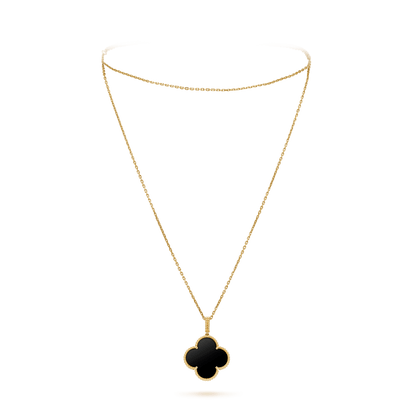 [Rosla]CLOVER 25MM GOLD ONYX BIG CLOVER NECKLACE