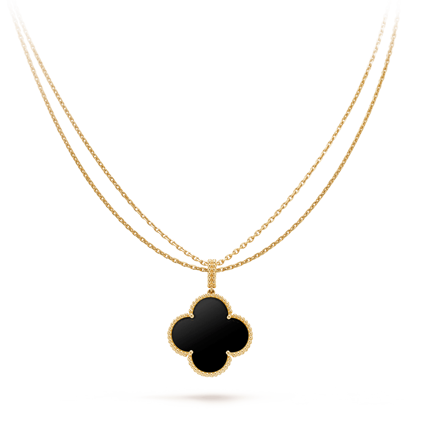 [Rosla]CLOVER 25MM GOLD ONYX BIG CLOVER NECKLACE