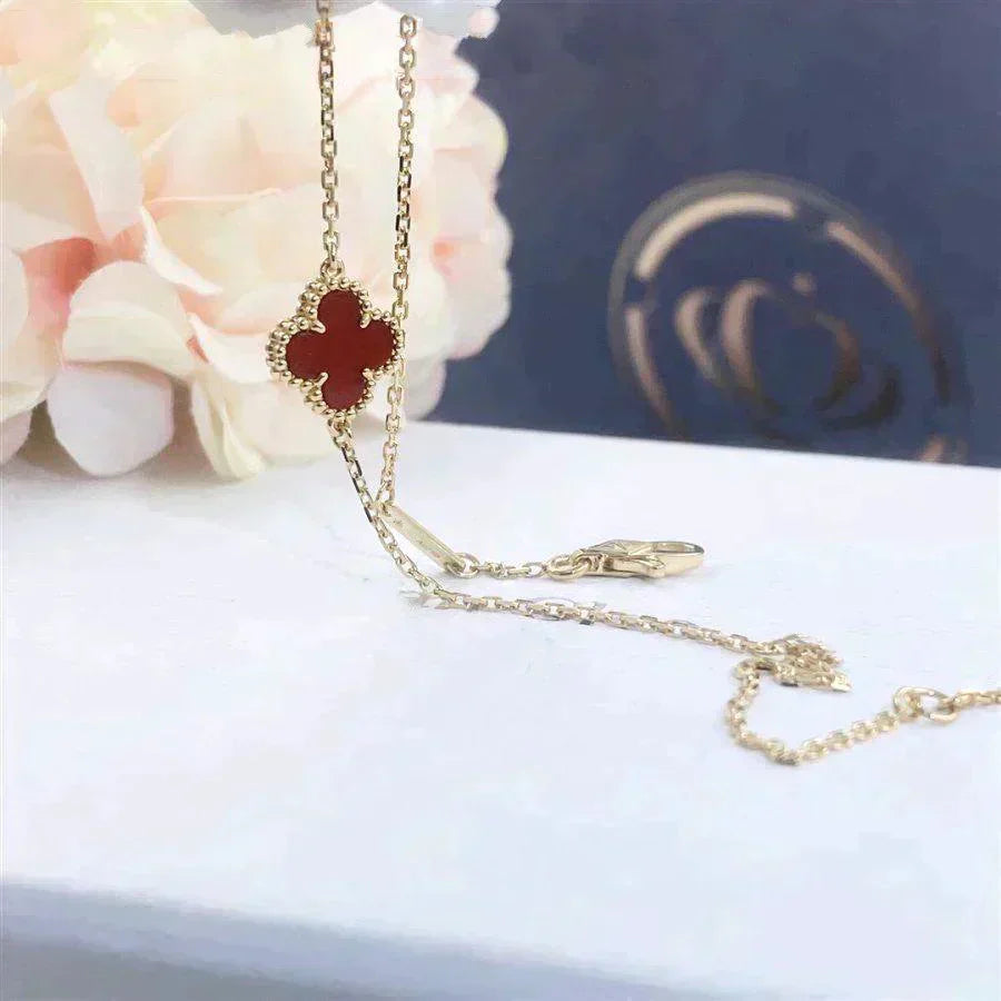 [Rosla]CLOVER  CARNELIAN SINGLE FLOWER BRACELET