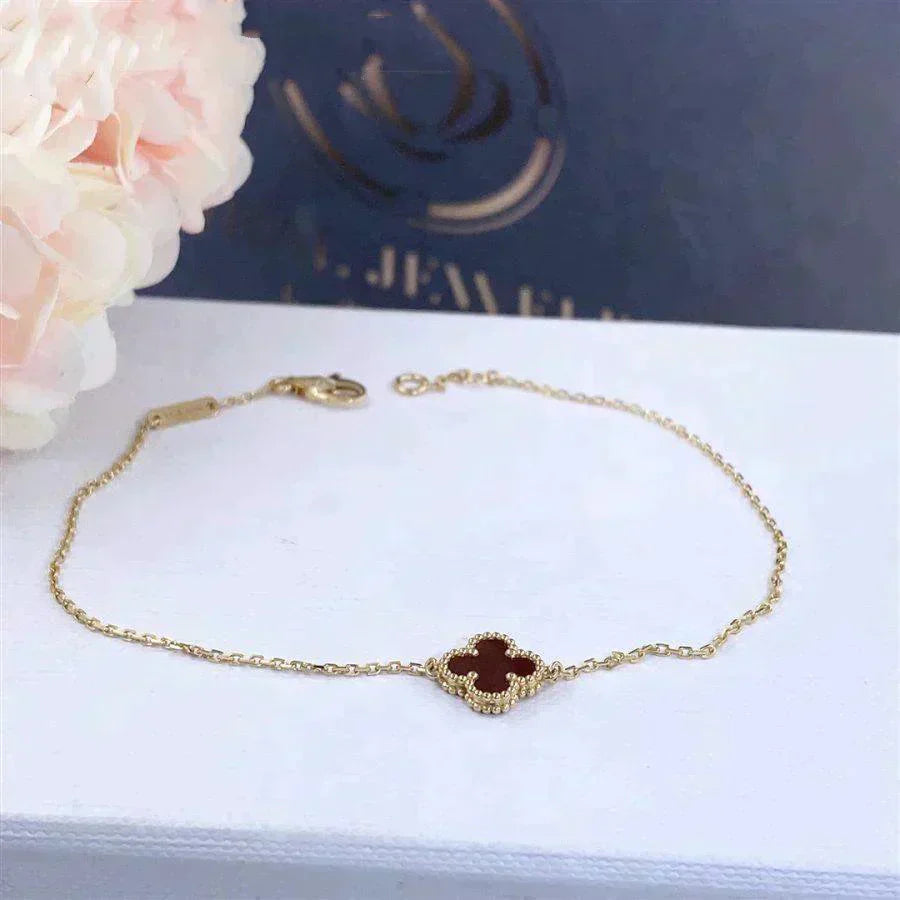 [Rosla]CLOVER  CARNELIAN SINGLE FLOWER BRACELET