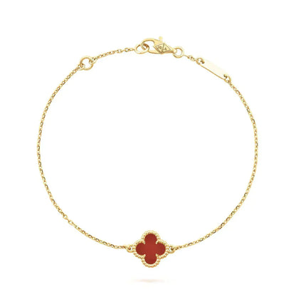 [Rosla]CLOVER  CARNELIAN SINGLE FLOWER BRACELET
