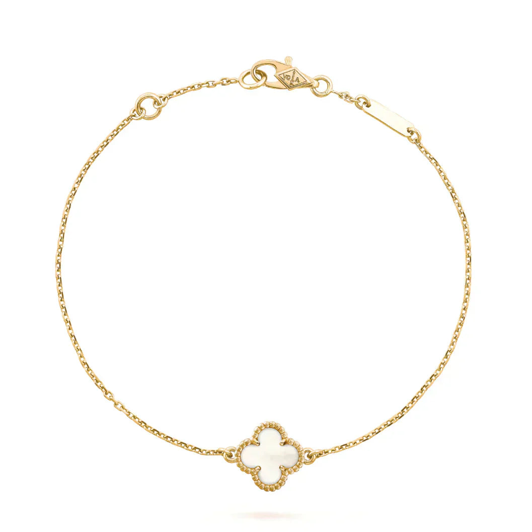 [Rosla]CLOVER WHITE MOP SINGLE FLOWER BRACELET