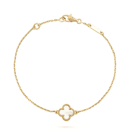 [Rosla]CLOVER WHITE MOP SINGLE FLOWER BRACELET