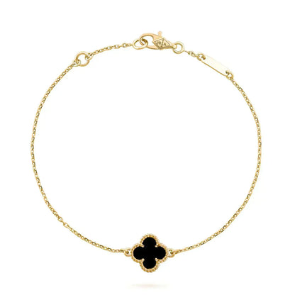 [Rosla]CLOVER ONYX SINGLE FLOWER BRACELET