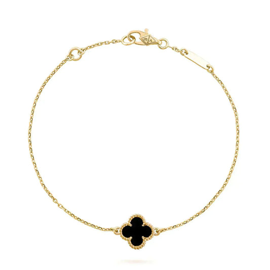 [Rosla]CLOVER ONYX SINGLE FLOWER BRACELET