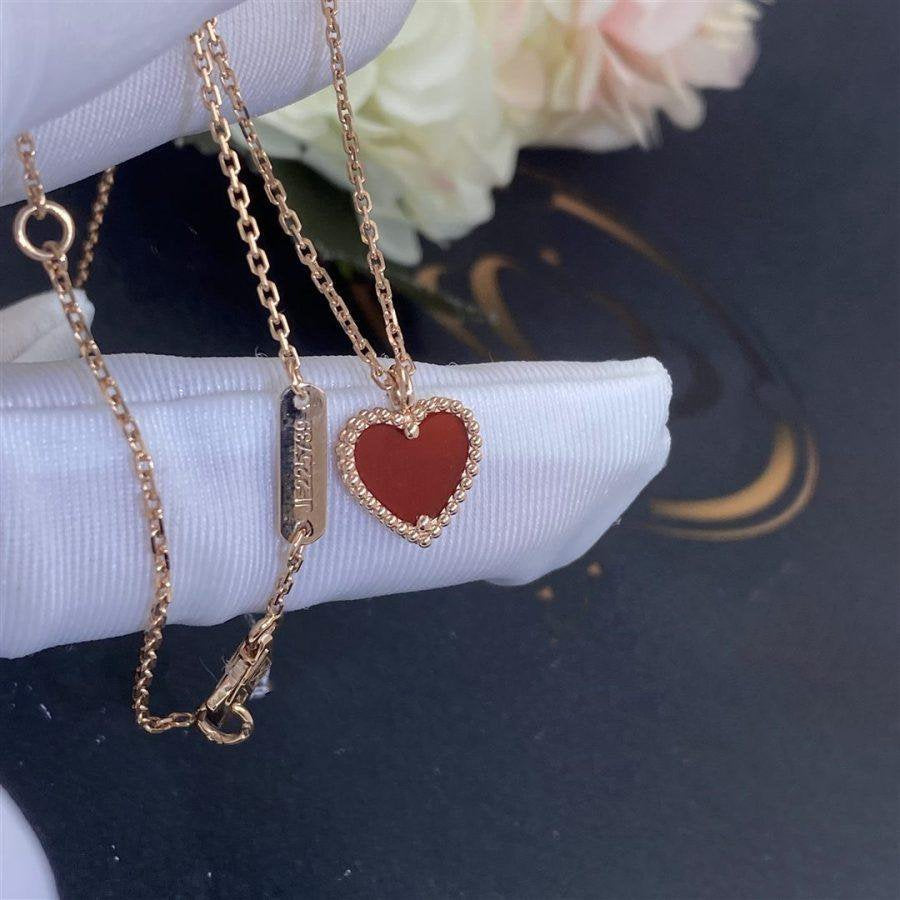 [Rosla]SWEET CLOVER CARNELIAN HEART NECKLACE