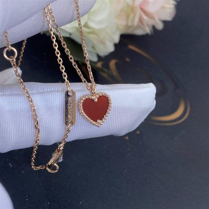 [Rosla]SWEET CLOVER CARNELIAN HEART NECKLACE