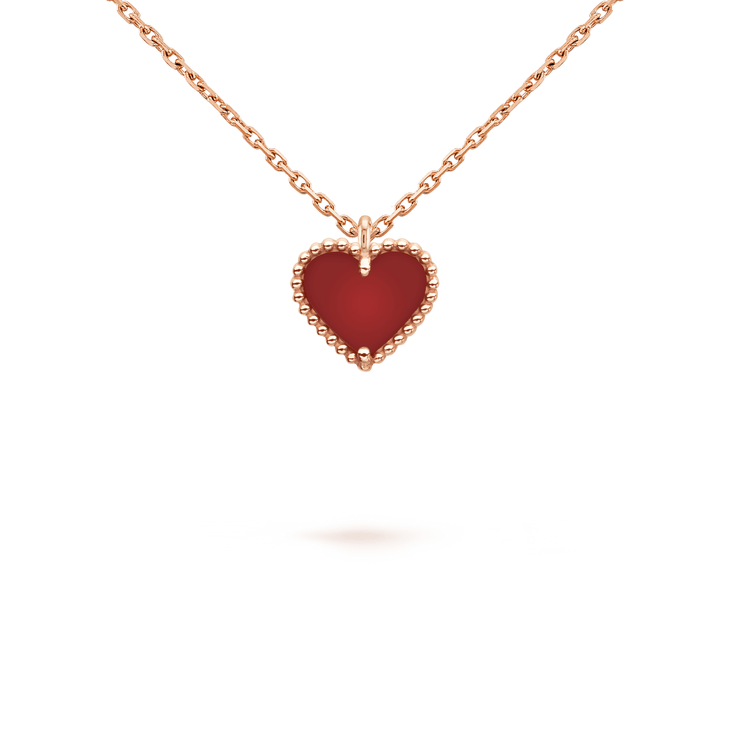 [Rosla]SWEET CLOVER CARNELIAN HEART NECKLACE