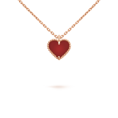 [Rosla]SWEET CLOVER CARNELIAN HEART NECKLACE