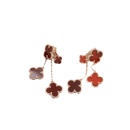 [Rosla]CLOVER EARRINGS CARNELIAN 4 MOTIFS PINK GOLD