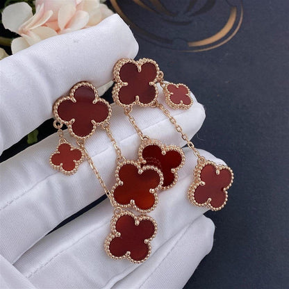 [Rosla]CLOVER EARRINGS CARNELIAN 4 MOTIFS PINK GOLD