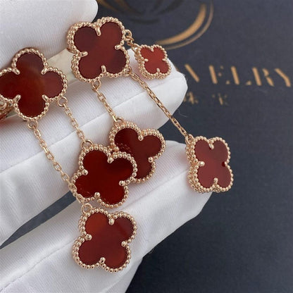 [Rosla]CLOVER EARRINGS CARNELIAN 4 MOTIFS PINK GOLD