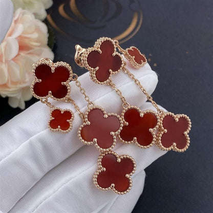[Rosla]CLOVER EARRINGS CARNELIAN 4 MOTIFS PINK GOLD