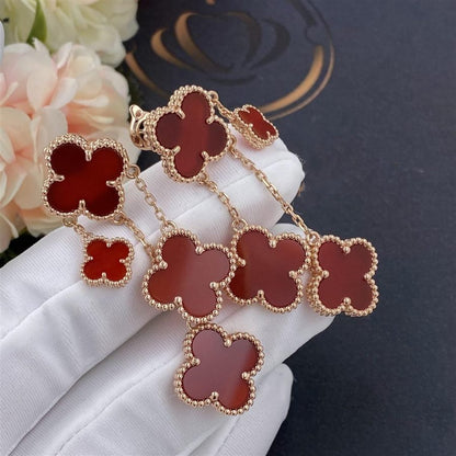[Rosla]CLOVER EARRINGS CARNELIAN 4 MOTIFS PINK GOLD