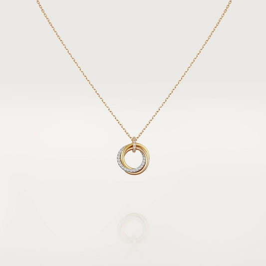 [Rosla]TRINITY NECKLACE SILVER GOLD PINK GOLD DIAMONDS