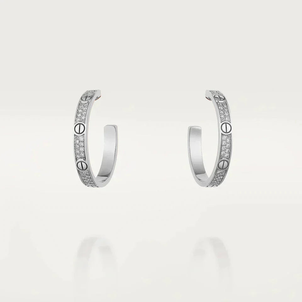 [Rosla]LOVE DIAMOND SILVER HOOP EARRINGS