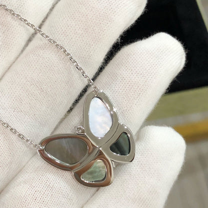 [Rosla]LARGE BUTTERFLY SILVER PENDANT DIAMOND NECKLACE