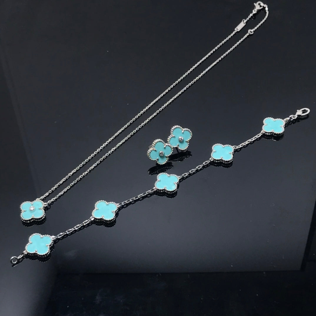 [Rosla]CLOVER 1 DIAMOND BLUE SKY SILVER EARRINGS