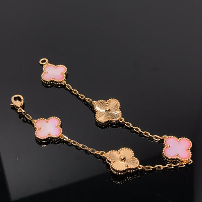 [Rosla]CLOVER BRACELET 5 MOTIF PINK AND PINK GOLD