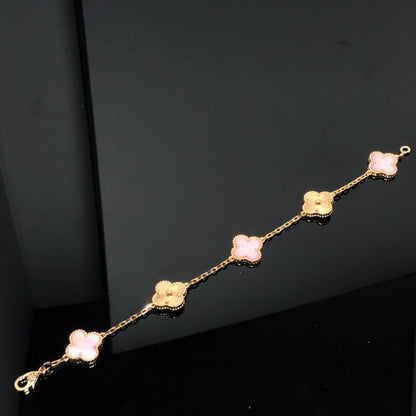 [Rosla]CLOVER BRACELET 5 MOTIF PINK AND PINK GOLD