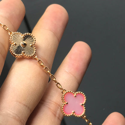 [Rosla]CLOVER BRACELET 5 MOTIF PINK AND PINK GOLD