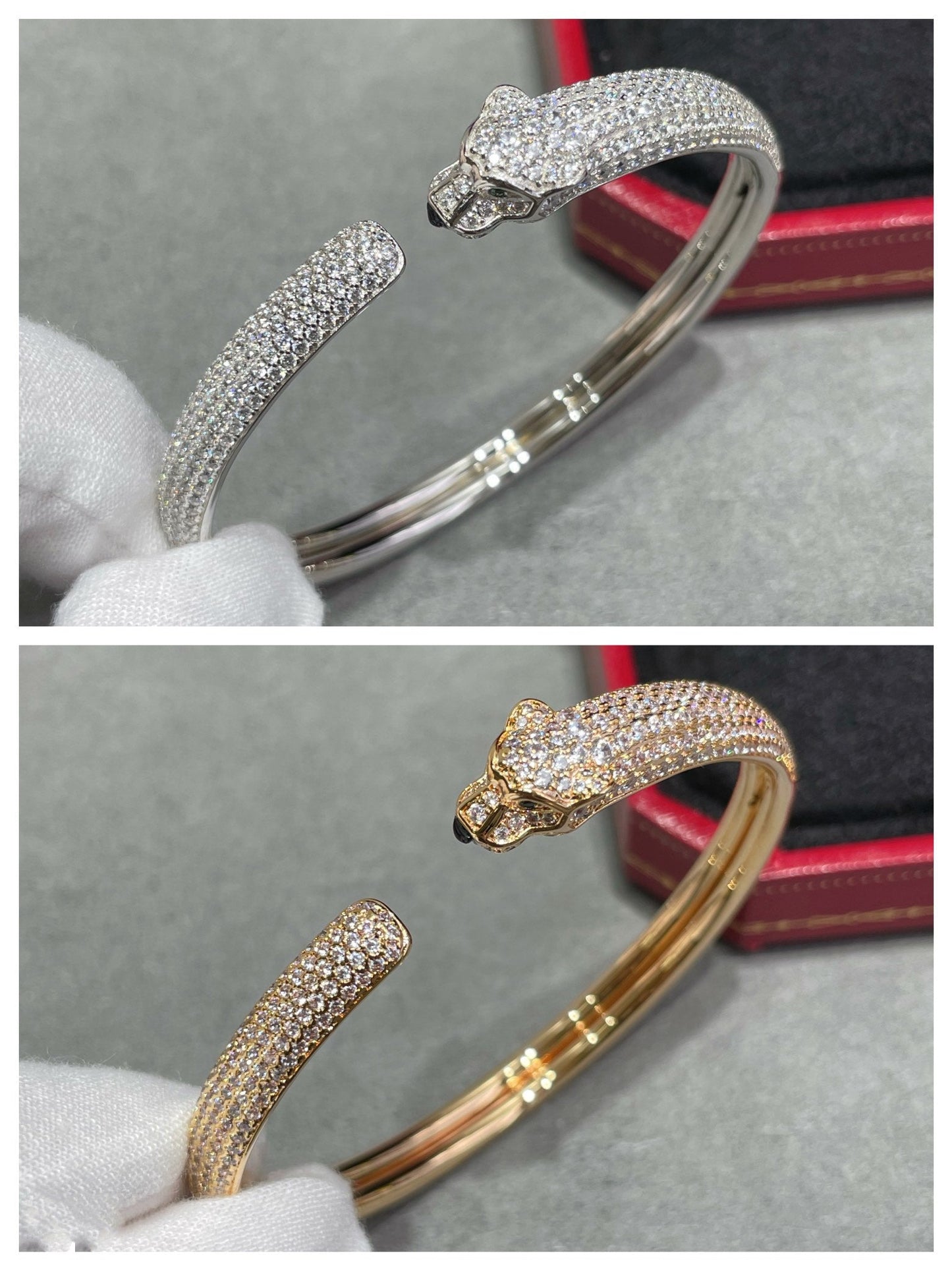 [Rosla]PANTHERE FULL DIAMOND OPEN BRACELET