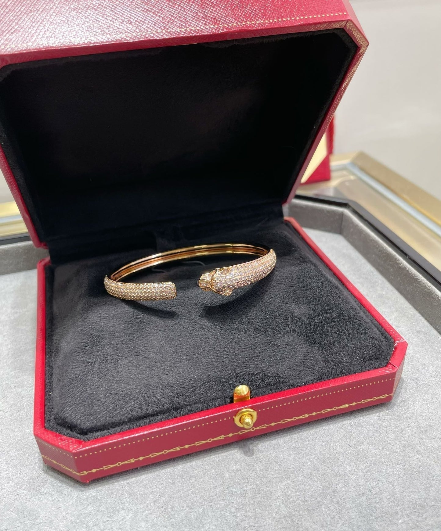 [Rosla]PANTHERE FULL DIAMOND OPEN BRACELET