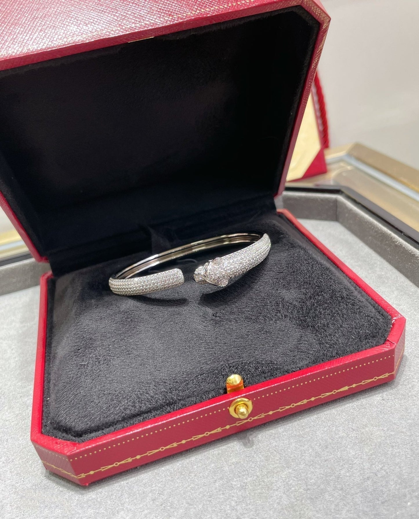 [Rosla]PANTHERE FULL DIAMOND OPEN BRACELET