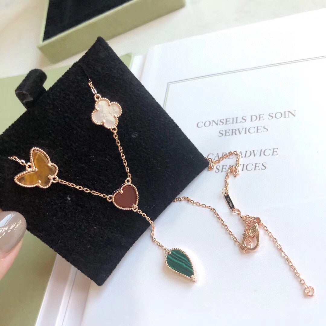 [Rosla]LUCKY SPRING 4 MOTIFS ROSE GOLD NECKLACE