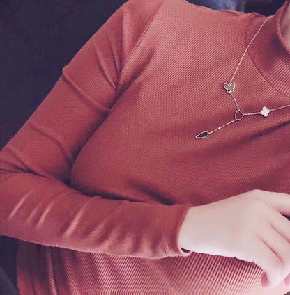 [Rosla]LUCKY SPRING 4 MOTIFS ROSE GOLD NECKLACE