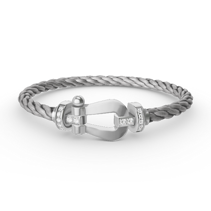 [Rosla]FORCE LARGE HORSESHOE HALF DIAMOND BRACELET SILVER