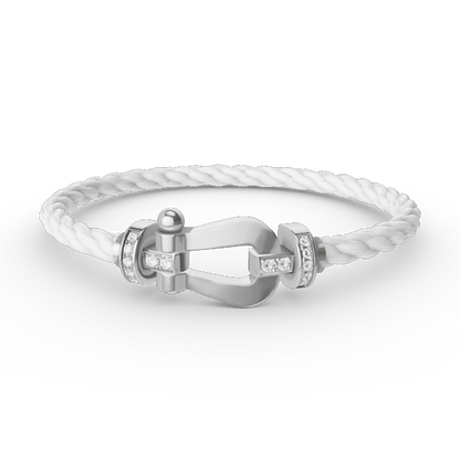 [Rosla]FORCE LARGE HORSESHOE HALF DIAMOND BRACELET SILVER