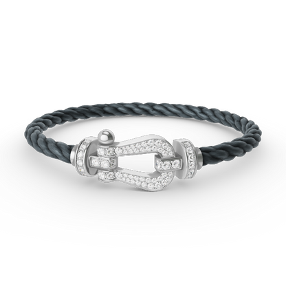 [Rosla]FORCE LARGE HORSESHOE FULL DIAMOND BRACELET SILVER