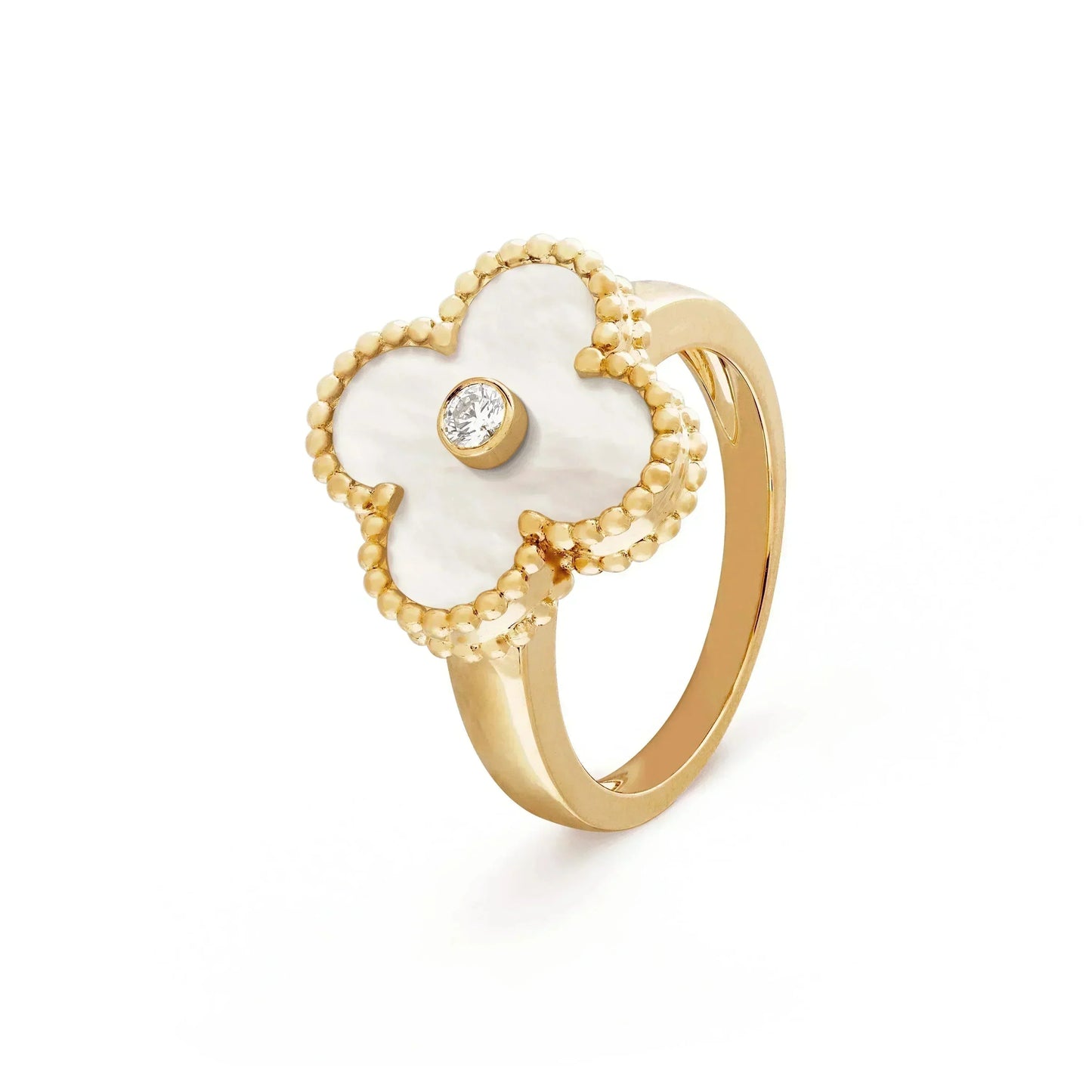 [Rosla]CLOVER PINK MOP RING GOLD DIAMOND