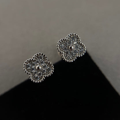 [Rosla]CLOVER MINI DIAMOND STUD EARRINGS